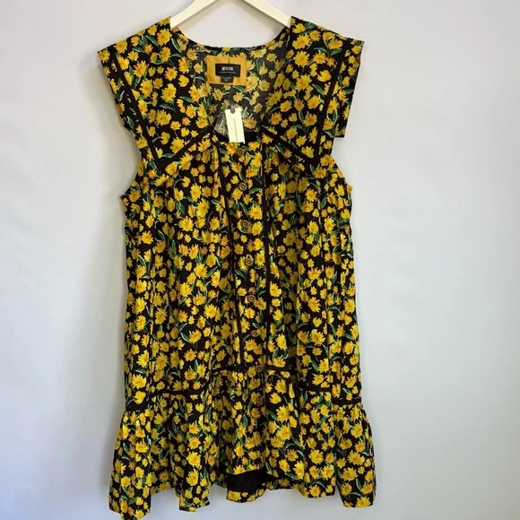 MWT Anthropologie Maeve Collared Poplin Floral  Swing Mini Dress L - Picture 7 of 12